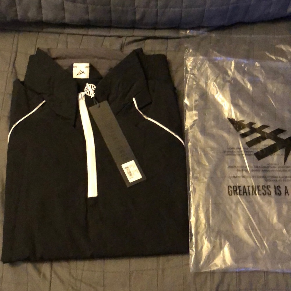 COPY - Brand New Black and White Paper Planes pull over Jacket. 2XL